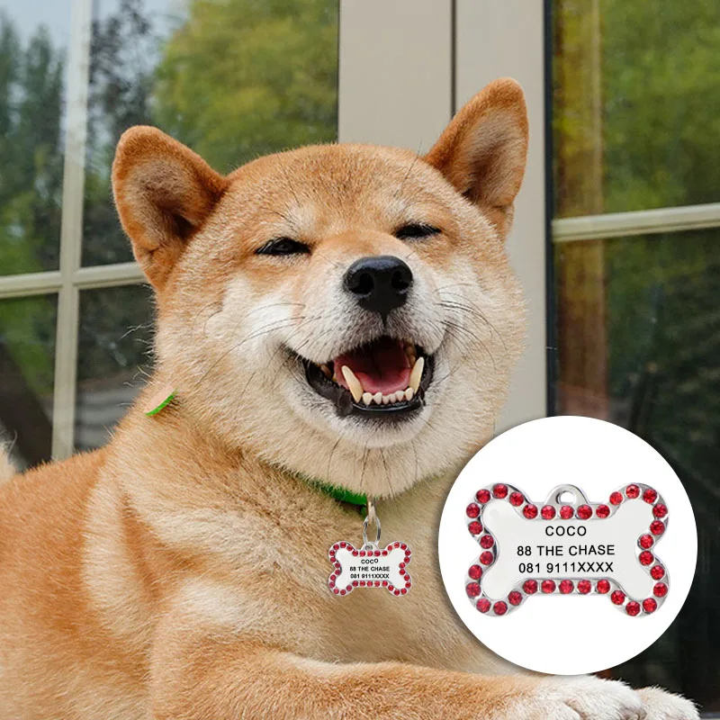 Personalized Pet ID Tags Engraved Pet Name Number Address Cat Dog Collar Pendant Necklace Charm Collar Accessories