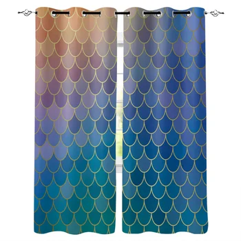 

The Scales Of A Mermaid Curtains Window Living Room Curtains Kitchen Indoor Window High Blackout Curtain Thick