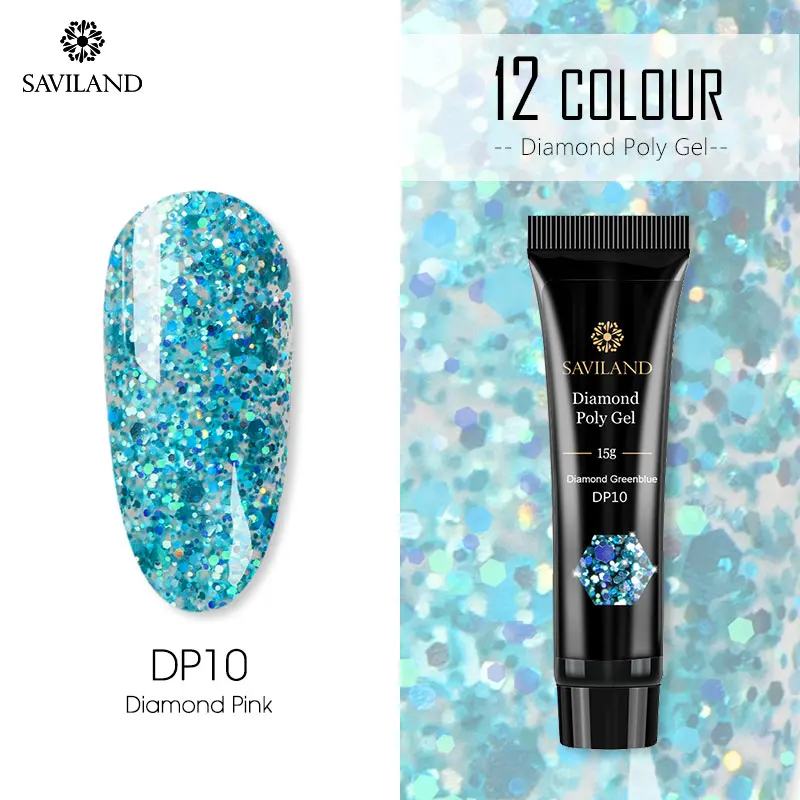 SAVILAND Colors Diamond Poly Gel Soak Off UV Builder Gel Glitter Gel Lacquer Camouflage Fast Nail Extension Poly Gel Art Design - Цвет: 15ml DP10