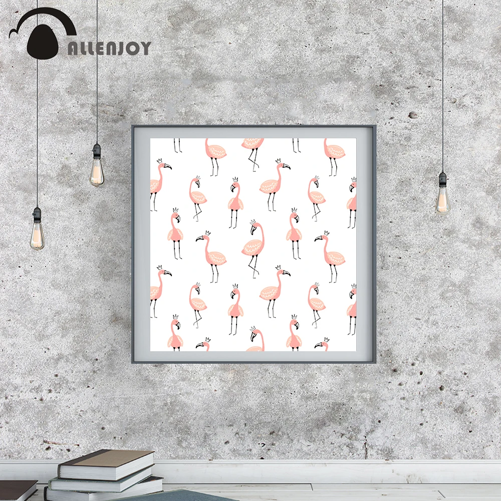 Allenjoy Cartoon Paintings Pink Flamingo Crown Watercolor Children Posters Animals Nursery Print Pictures Girls Room Decorations | Дом и сад
