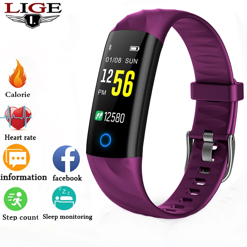 

LIGE New Fashion Smart Sport Bracelet Ip67 Waterproof Smart Bracelet Heart Rate Blood Oxygen Monitor Pedometer Smart Wristband