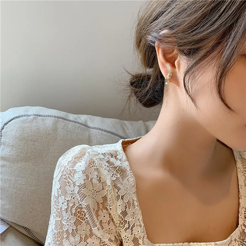 Новые милые маленькие серьги гвоздики с розами модные кристаллами и жемчугом