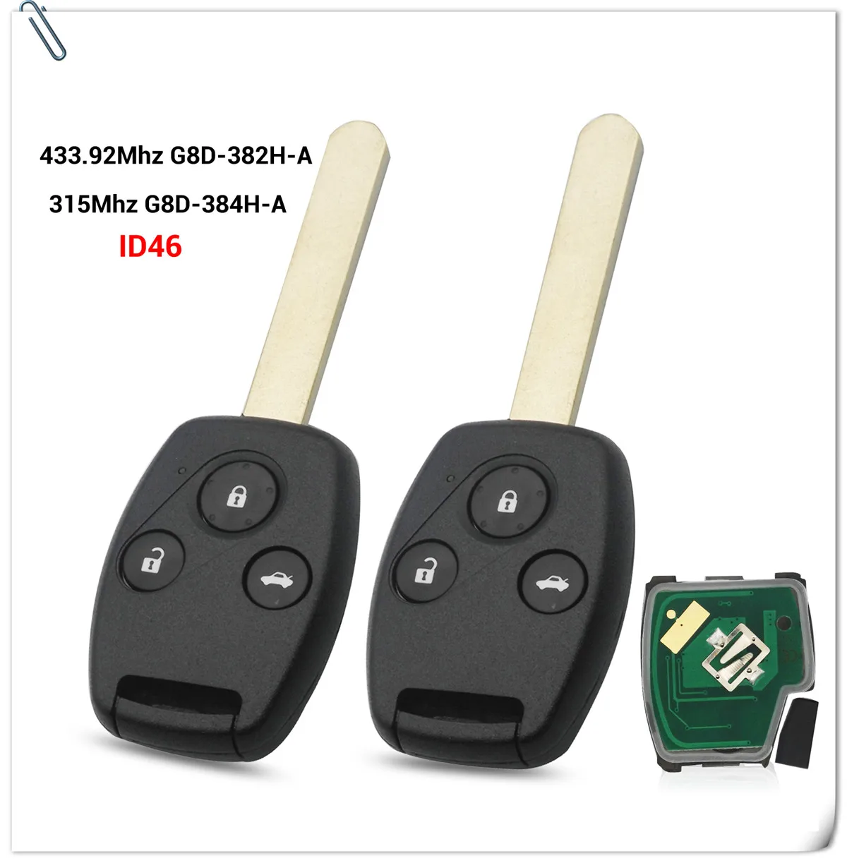 Jingyuqin ключ для 315/433. 92 МГц для Honda Accord Элемент CR-V HR-V Fit город Джаз Odyssey Civic автомобиля Fobik G8D-382H-A G8D-384H-A