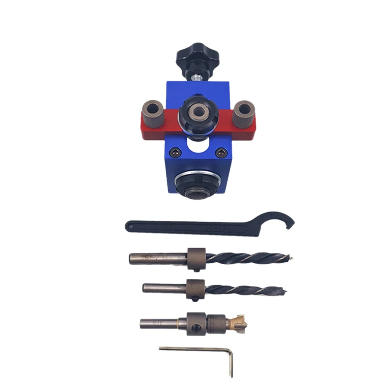 

Woodworking Three-In-One Punch Locator Hole Opener Boring Puncher Woodworking Puncher Woodworking Drill Guide Kit Tools