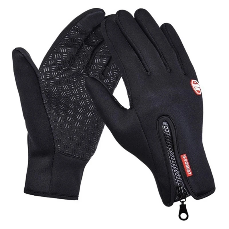 Winter Men's Gloves Warm Touchscreen Sport Fishing Splash-proof Skiing Cycling Snowboard Nonslip Zipper Women Gloves 6