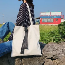 Новая парусиновая сумка на плечо с буквенной пряжкой, Повседневная эко складная сумка для покупок, Большая вместительная сумка, Студенческая сумка для продуктов
