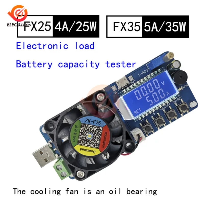 FX25 4A 25 Вт/FX35 5A 35 Вт электронный тестер емкости аккумулятора постоянного тока USB