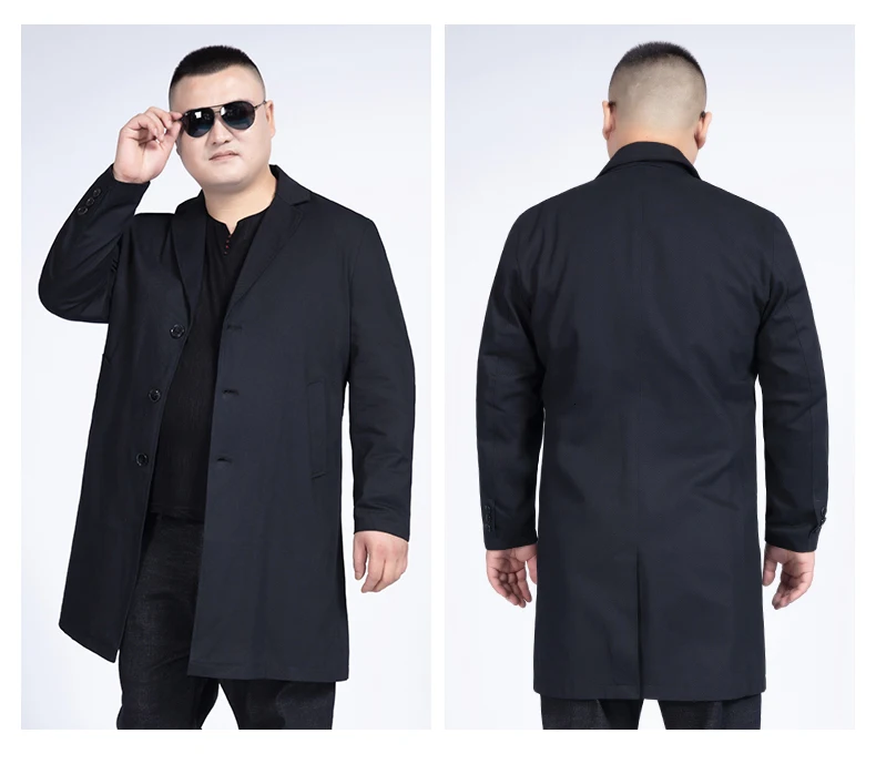 10XL 8XL 6XL 5X мужской Тренч, модный дизайнерский мужской длинный плащ, осенне-зимнее однобортное ветрозащитное тонкое Мужское пальто