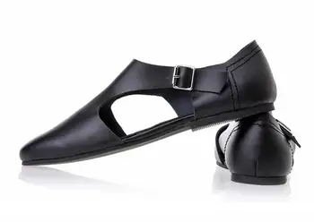 

on mens Genuine Slip leather sandals New Style Summer Indoor Men Alippers buckle Band shoes black size38-44