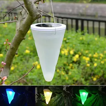 

Solar Power Rainproof Outdoor Cone Hanging Lamp Patio Balcony Garden Decoration Lighting Small Chandelier