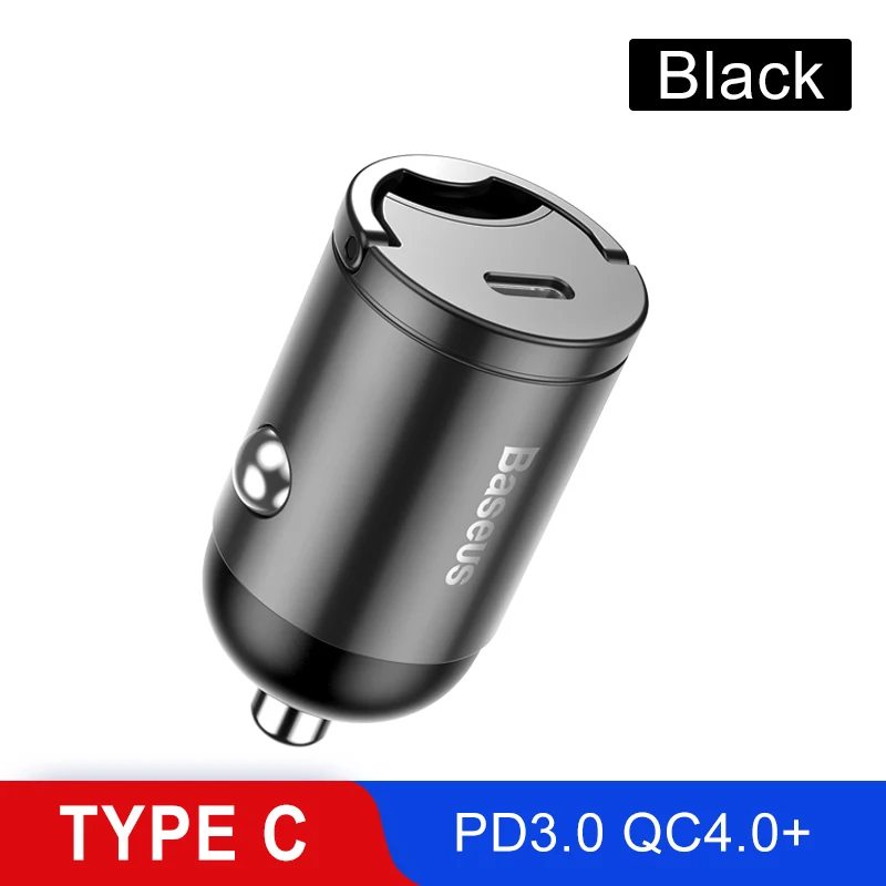 Автомобильное зарядное устройство Baseus Quick Charge 4,0 3,0 USB C для мобильного телефона huawei P30 Xiaomi Mi9 QC4.0 QC3.0 type C PD 3,0 Быстрая зарядка автомобиля - Тип штекера: Gray type c
