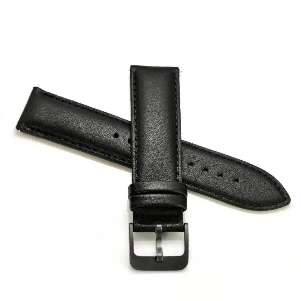 Universal 20mm Watch Band Strap Quick Release Watchband Luxury PU Leather Wirst Bracelet Strap For Garmin Vivoactive 3 Belt - Цвет: Black