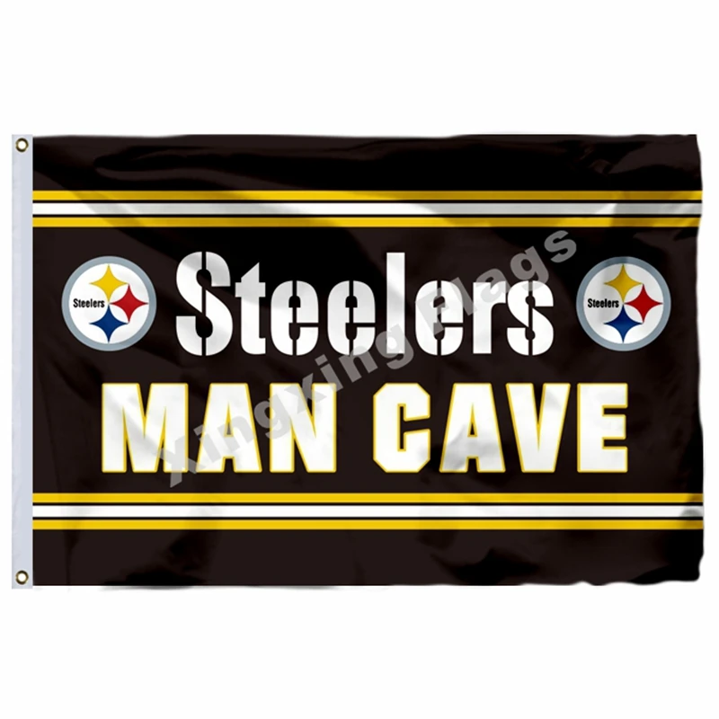 MAN CAVE Питтсбург Стилерс супер Кубок чемпионов флаг 3фт X 5фт полиэстер баннер Летающий Размер № 4 90X150 см пользовательский флаг - Color: MAN CAVE