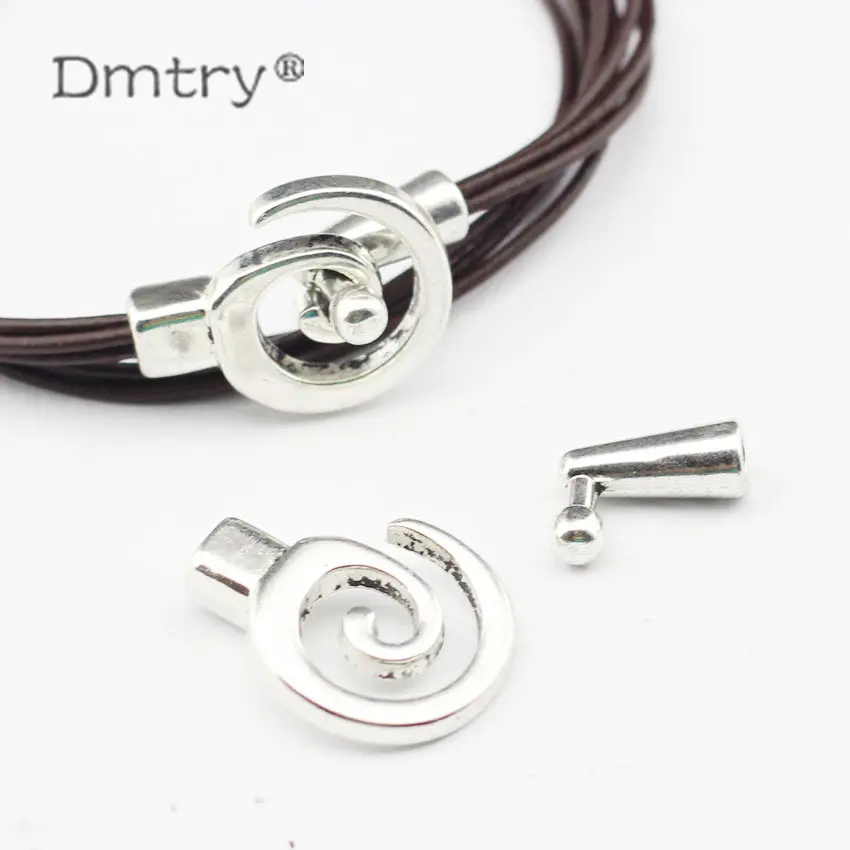 

Dmtry 5set/lot Antique Silver Bracelets End Clasp Hooks Findings For Jewelry Round Leather Connectors Making Findings LC0117