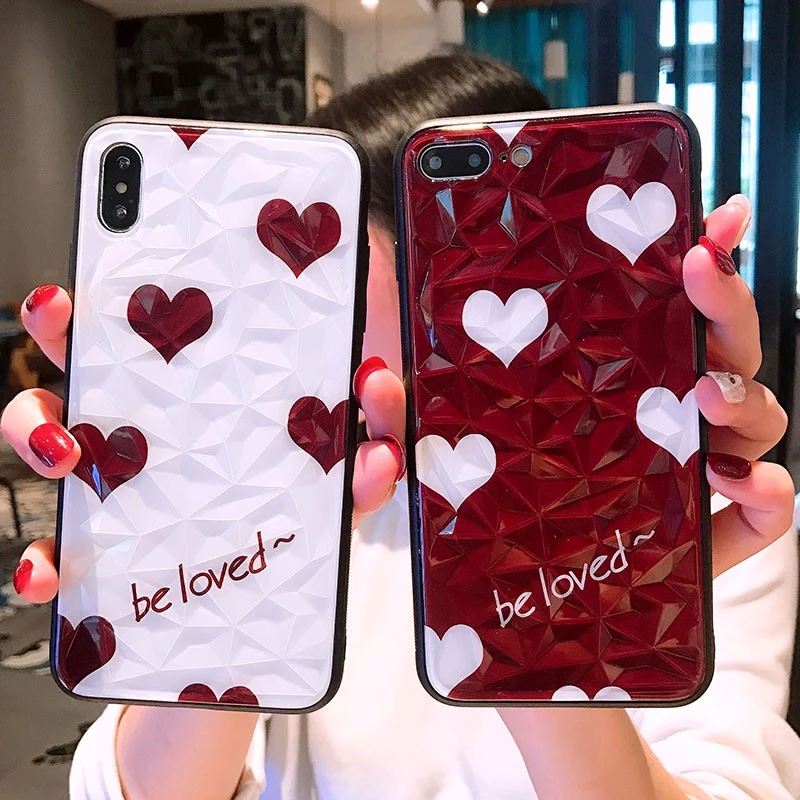 Чехол для телефона с алмазным стеклом и сердечком Apple iPhone XS Max XR 8 8plus 7 7plus 6/6S Plus