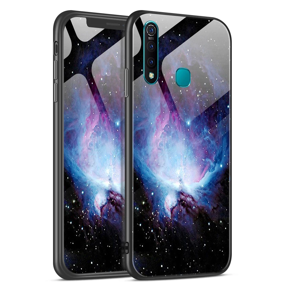 Закаленное стекло крышка для vivo Z5X/V1911A полная Защита задняя крышка для vivo S1/S1 Pro V1831A C1832A окрашенный Звездный бампер Capas - Цвет: W169