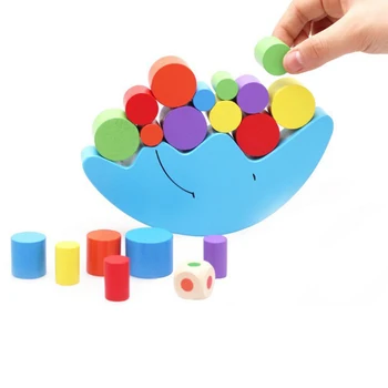 

Baby Wooden Montessori Toys Moon Balancing Frame Wood Blocks Toy Kids Stacking Balance Game Toys Early Learning Development Toy