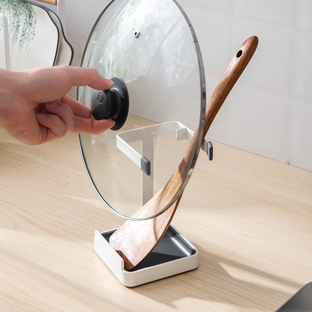 

Kitchen Pot cover rack Organizer Pot Lid Shelf Cooking Storage Spoon Spatula Ladle Holder Cookbook Stand Home Accessories