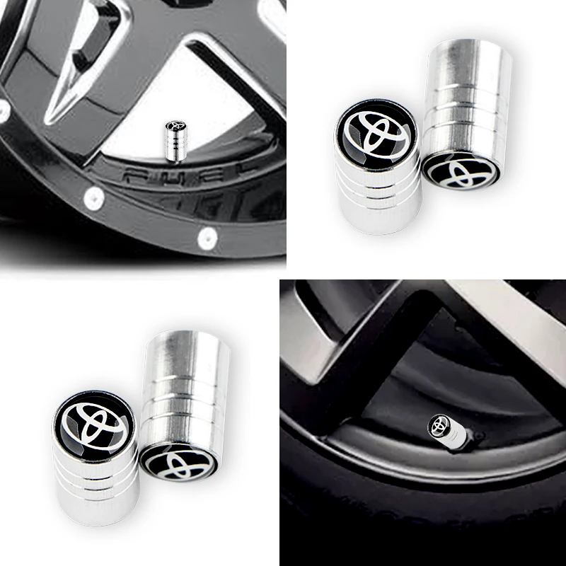 4 piezas coche plateado de válvulas de neumático enchufes de aire funda para Toyota Corolla Yaris Rav4 Avensis Auris Toyota Camry C-hr 86 Prius