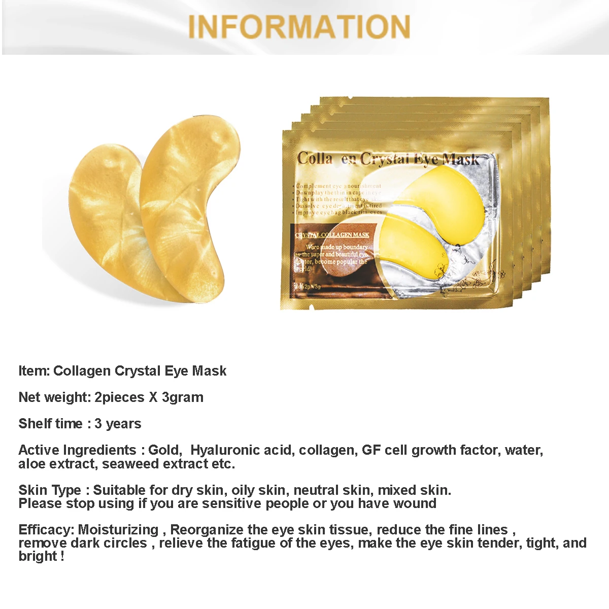 У нас 20 пачек 24K Gold Crystal коллагеновая маска для глаз патч Pad увлажняющий крем
