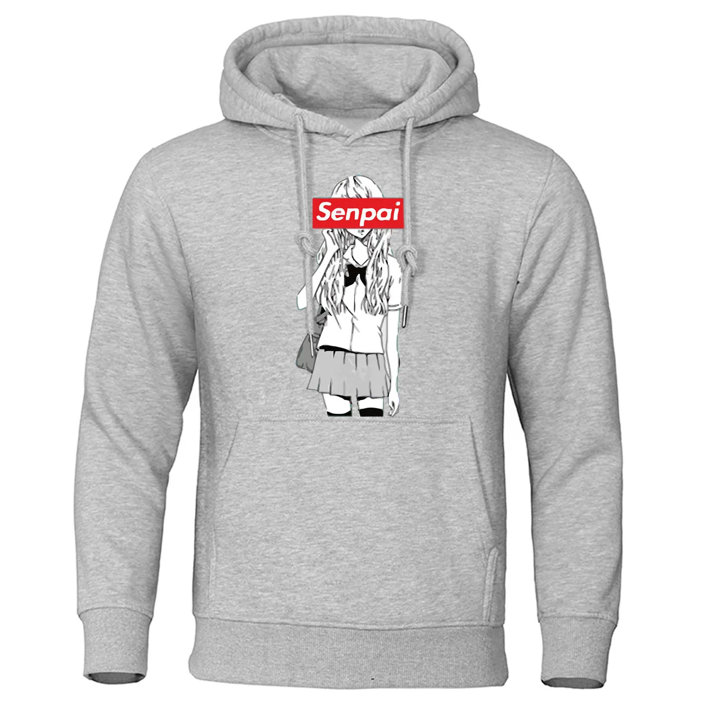Senpai аниме девушка Nerdy печати толстовка осень зима мужские толстовки манга уличная унисекс Harajuku одежда Теплая мужская Толстовка - Цвет: gray 6