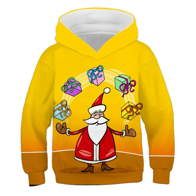 Sweater Santa Claus Christmas Children's Hoodie Boys Long-Sleeved Girls 3D Printed Autumn Winter Coat Fashion Festival Clothing TZWY-040452