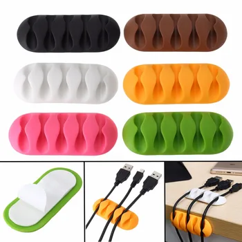 

1pc Five Hole Fixed Wire Clamp Self-Adhesive Cable Clips Table Tidy Earphone Organizer Wire USB Charger Holder Clamp