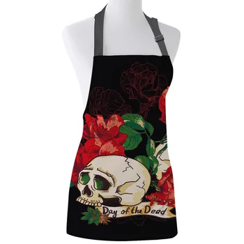 

Red Rose Mexico Skull Print Apron Print Unisex Kitchen Bib with Adjustable Neck for Cooking Gardening