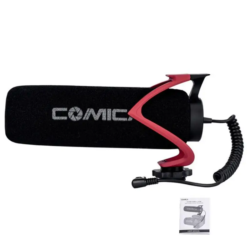 Comica Cvm-V30 Lite микрофон с суперкардиоидным полярным узором Дизайн холодного башмака конденсаторный микрофон для камеры смартфона черный - Цвет: Красный