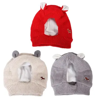 

Funny Pet Hat Dog Costume Ennly Neck Ear Warmer Snood Knitted Fleece Headwear