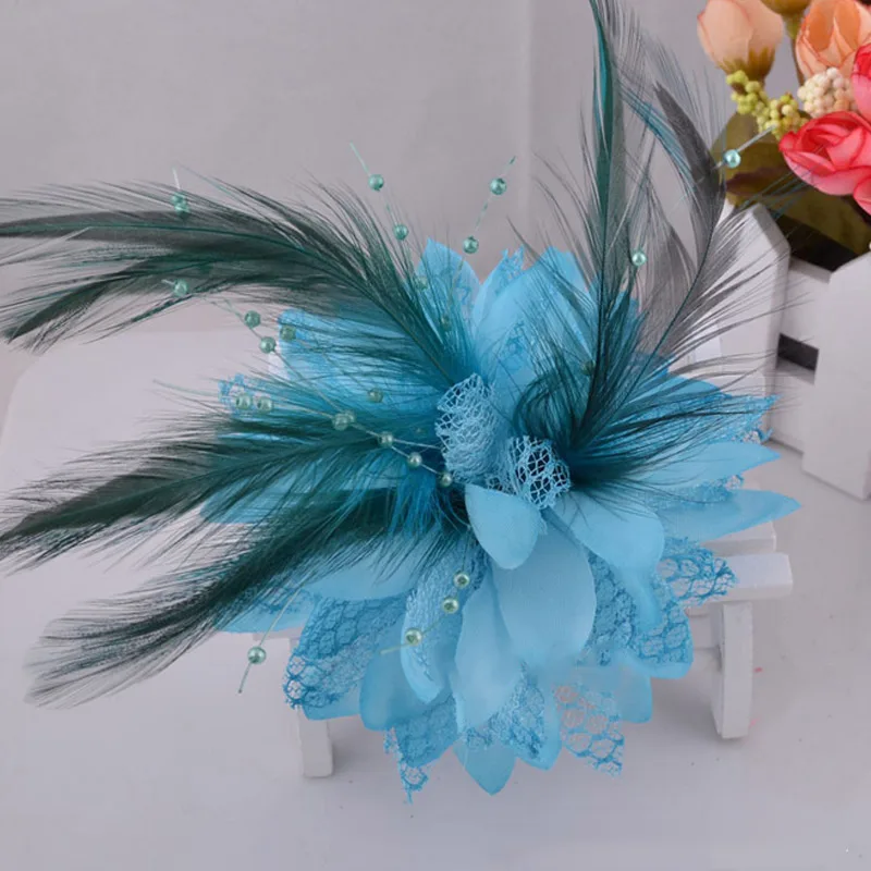

Fashion Flower Feather Bead Corsage Hair Clips Fascinator Bridal Hairband Brooch Pin for Women Children's Headwear Accessories