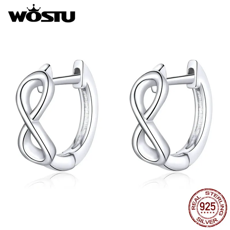 WOSTU 2020 Новые 100% настоящие 925 пробы серебряные серьги гвоздики с бесконечной