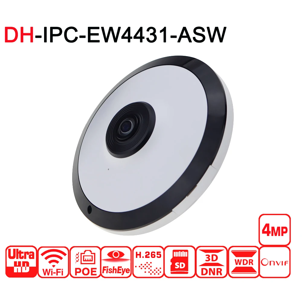 DH IPC EW4431 ASW 4 МП панорамная POE Wi Fi IP камера рыбий глаз встроенный микрофон слот для sd