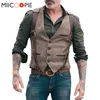 Gilet pour Homme, coupe cintrée, rétro, Costume Patchwork Imitation cuir, coupe simple boutonnage, décontracté ► Photo 1/6