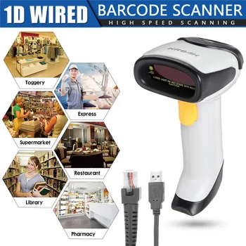 

DC 5V Handheld Wirelress Barcode Scanner 1D/2D QR Bar Wired Laser Code Reader for Win7/8/10/MAC DC5V Portable