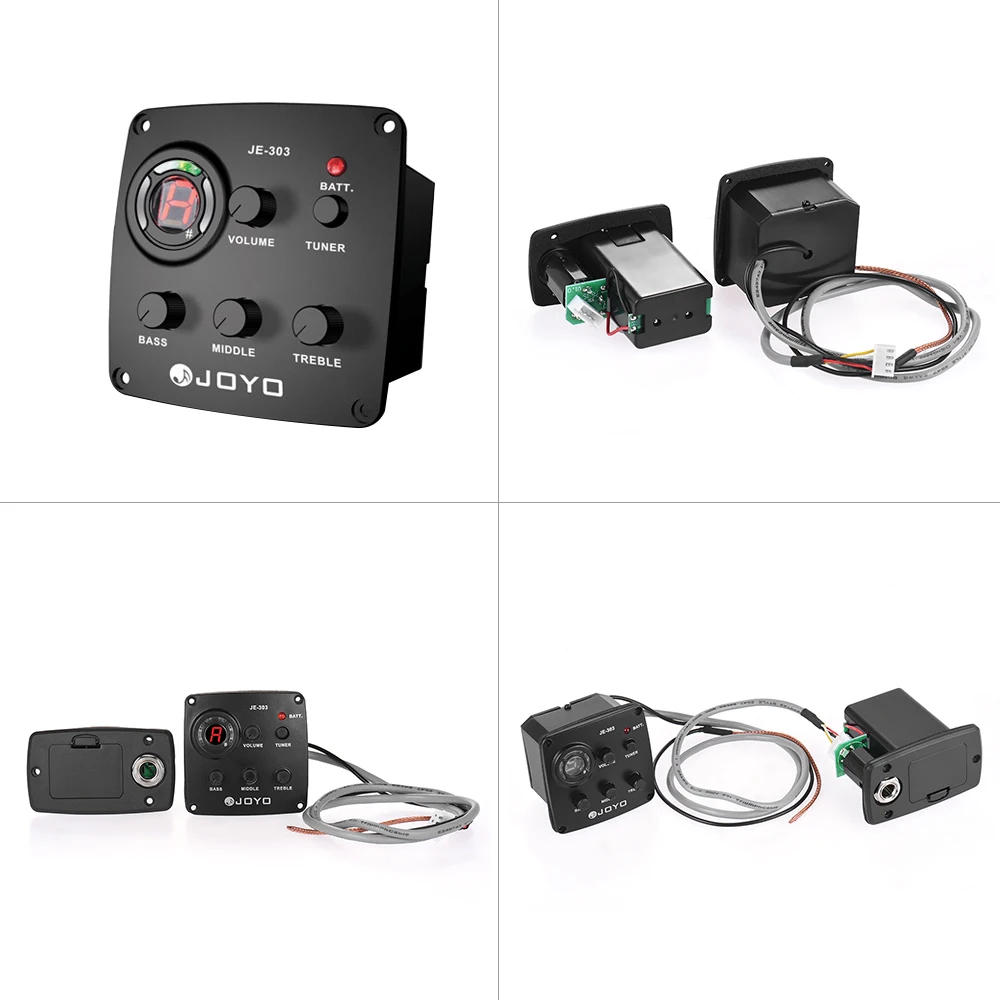 

JE-303 Acoustic 3-Band EQ Equalizer Guitar Piezo Pickup Preamp Tuner System with LCD Dispaly