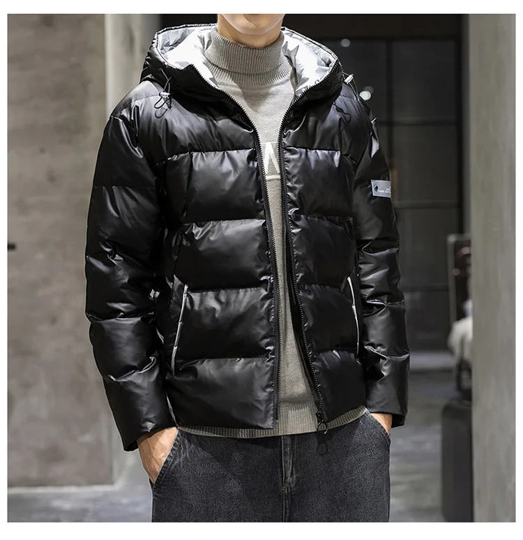 Thick Warm Men Winter Jacket Clothes Casual Harajuku Mens Parkas Coats Bright Hooded Windproof Waterproof