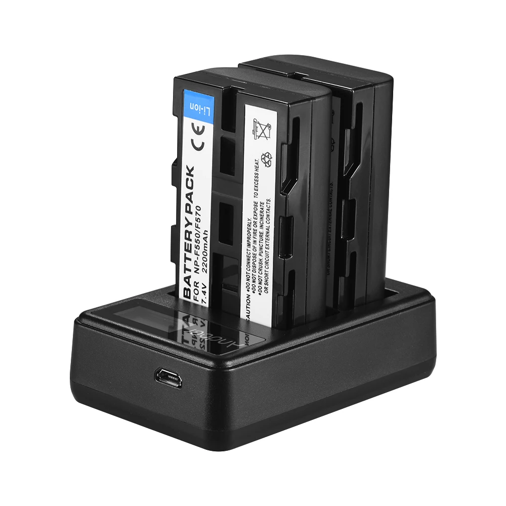 Andoer F550 зарядное устройство для камеры комплект 2* NP-F550 батарея+ lcd 2-NPF550 Двухканальное зарядное устройство ЖК-дисплей для видео светильник