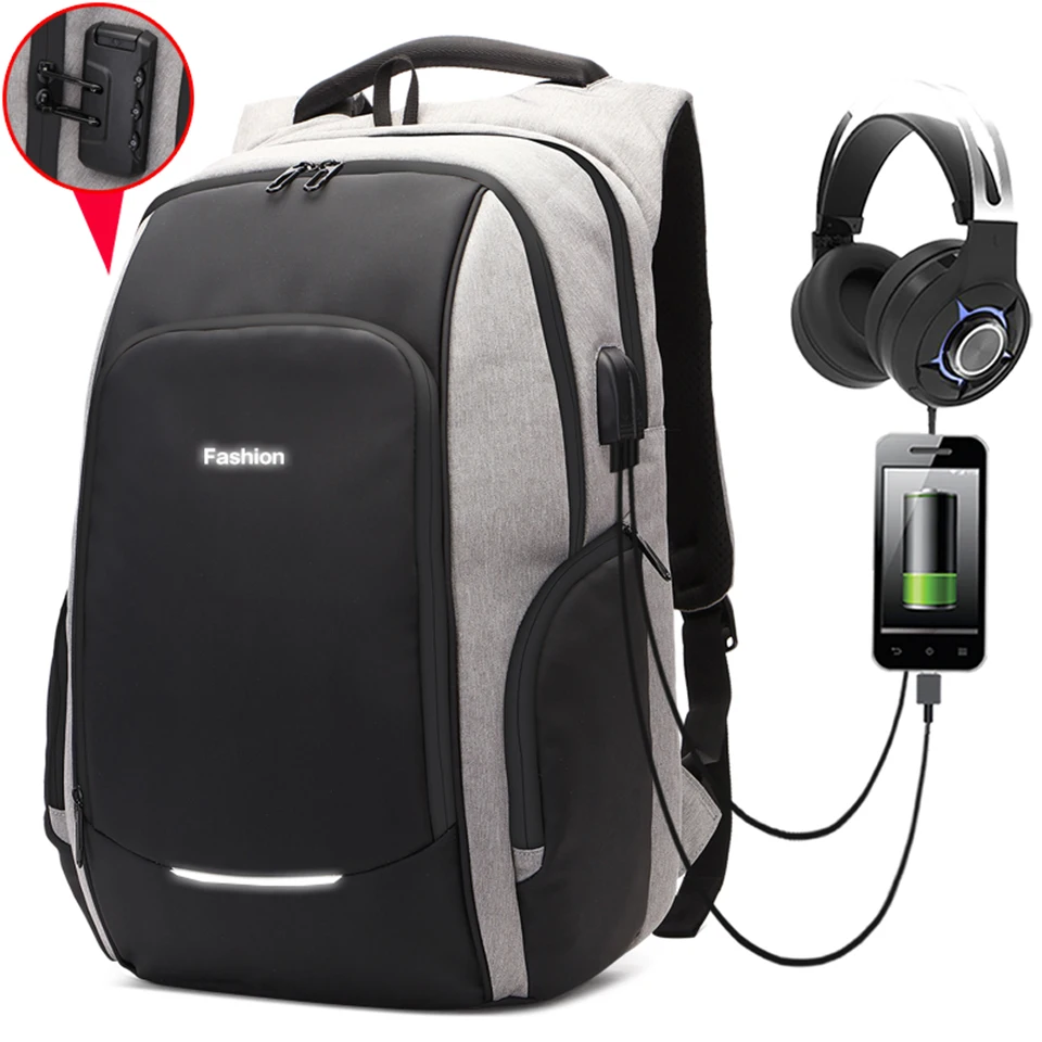 

Anti Theft Backpack Laptop Backpack 15.6 Inch Notebook Waterproof Bagpack Business Men Male Back Pack USB Charging Fashion Bags