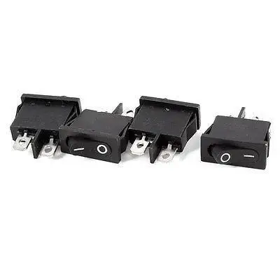 

AC 250V 6A 125V 10A 2 Termials SPST ON/OFF 2 Positions Rocker Switch Black 4 Pcs