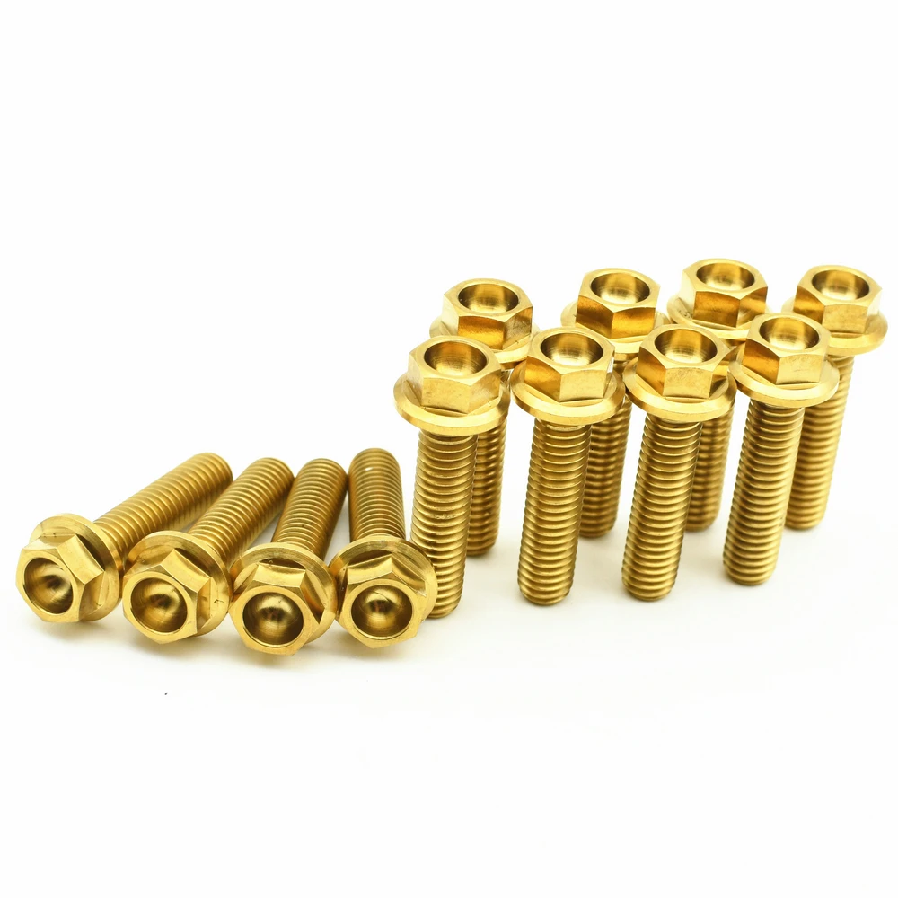 Titanium Bolts M6X25mm Flange Hollow Head Gold color   (14)