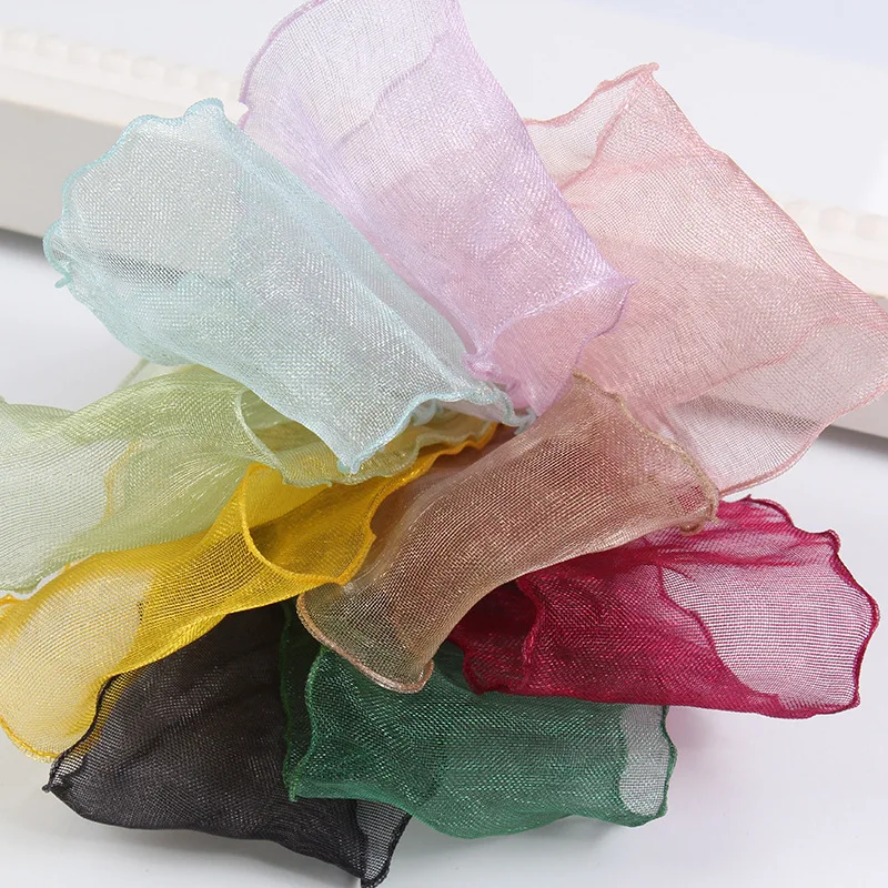 

100yards 25 40mm Valentine Ruffled Ribbon Wrinkle Sheer Organza Material Silk Lace Wide Ribbons Gift Wrapping DIY Handmade Bow