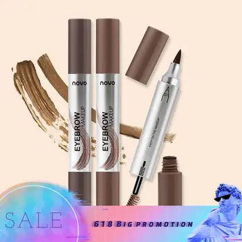 

Double Eyebrow Pen with Brush Toothbrush Head Eyebrow Long Lasting Makeup Waterproof Pencil Multifunctional H0C9