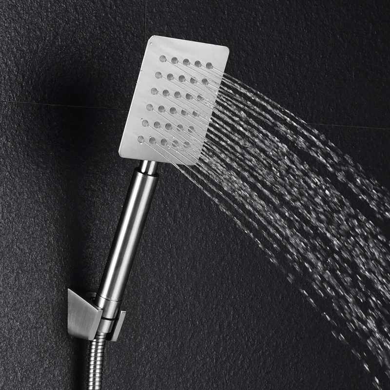 304 нержавеющая сталь Матовый однофункциональный анти-известковый налет для ванной комнаты ручной душ с держателем для душа и шлангом