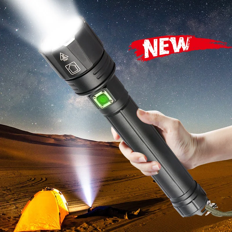 Фонарик XHP90.2 светодиодный водонепроницаемый Ультраяркий с аккумулятором