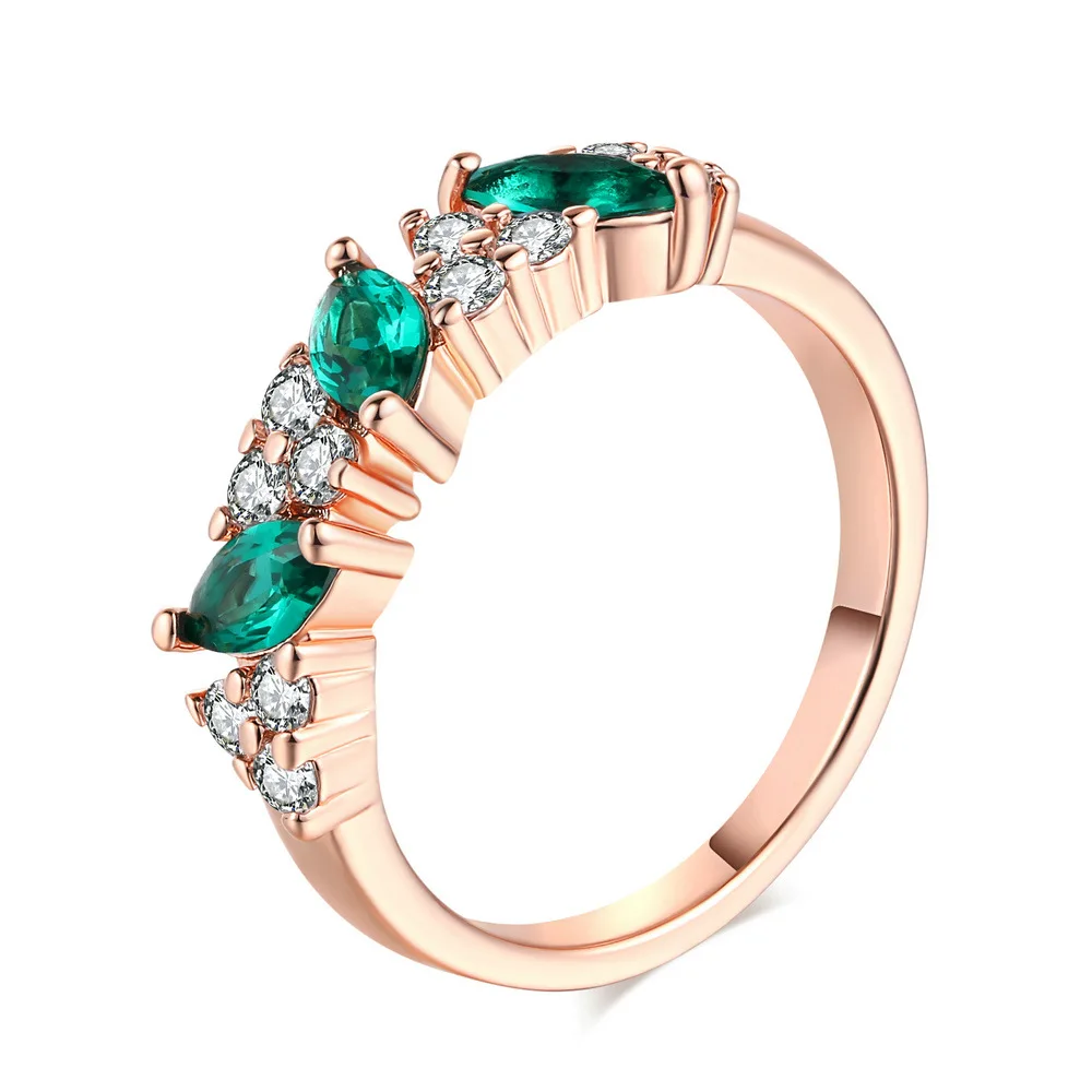 emerald Классические изумрудные кольца для женщин обручальное кольцо из розового золота граненый фианит кольцо мода драгоценный камень Сапфир ювелирные изделия - Цвет камня: emerald