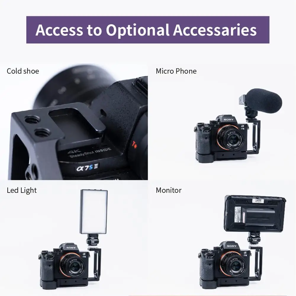 L-образный кронштейн для камеры для sony A7 III A7 R III A7 M III с Arca швейцарская тарелка быстросъемная из алюминиевого сплава матовый черный