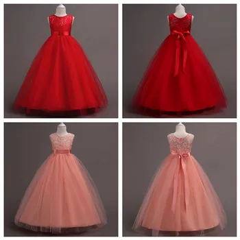 

Flower Girl Dresses Princess Dress Prom Gown Cheap Wholesale Champagne Wedding Party Long Fluffy Girl's Lace Children Ball Gown