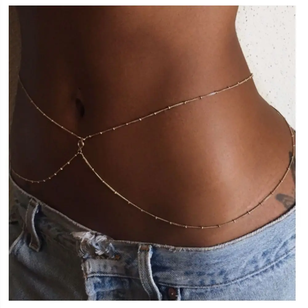 Fashion Simple Double Layer Copper Bead Chain Ladies Waist Belly Chain Summer Beach Sexy Waist Chain Jewelry For Women Gifts 1 Fashion Simple Double Layer Copper Bead Chain Ladies Waist Belly Chain Summer Beach Sexy Waist Chain Jewelry For Women Gifts