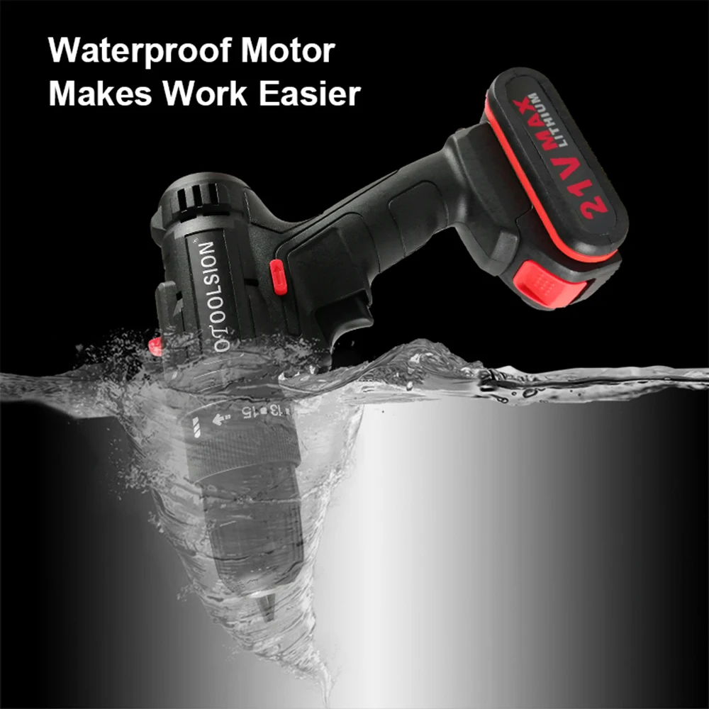 21V DC 2 Speed Drill Screwdriver Rechargeable Screwdriver Electrical Tools Screwdriver Charger+ Screwdriver Battery Electric Bag  (2)